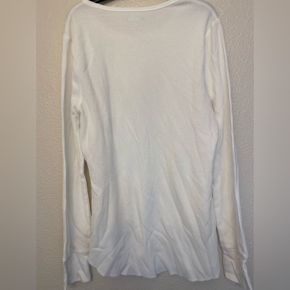 OLD NAVY crew neck white Long Sleeve Thermal waffle Knit Top womans XL